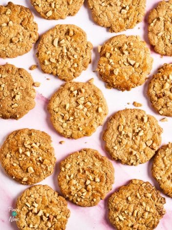 Air Fryer Peanut Butter Cookies pinchofnom.com