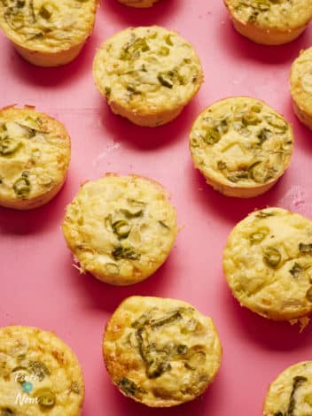 Potato, Cheddar and Spring Onion Bakes pinchofnom.com