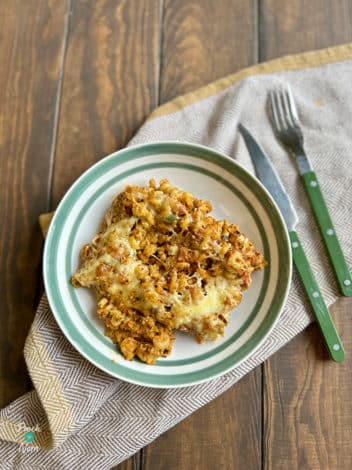Air Fryer Roasted Vegetable Pasta Bake pinchofnom.com