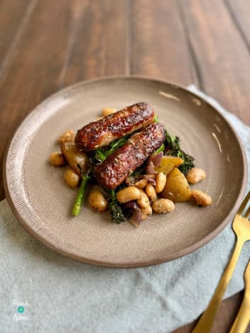 Air Fryer Sausage, Sage and Rosemary Traybake pinchofnom.com