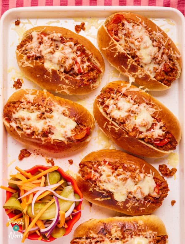 BBQ Sloppy Dogs pinchofnom.com