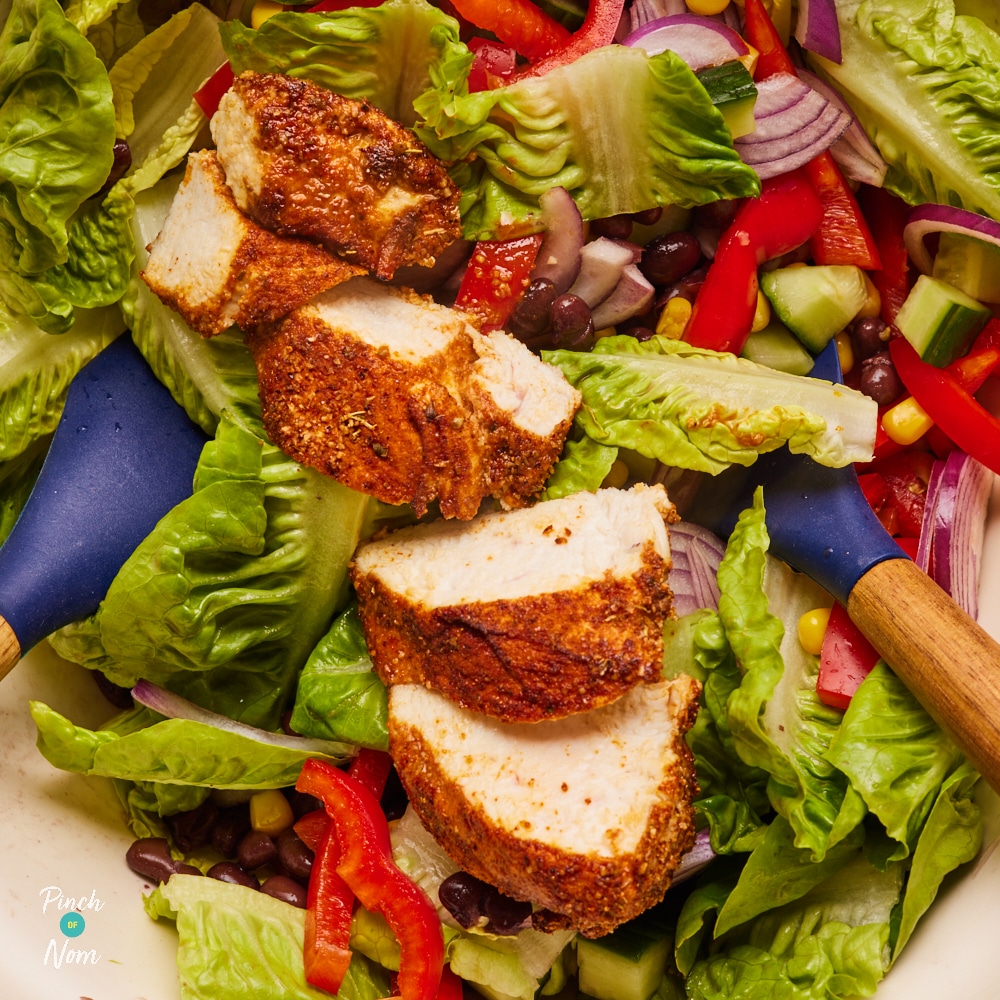 Pinch of Nom Mexican-Style Salad, served on plate.